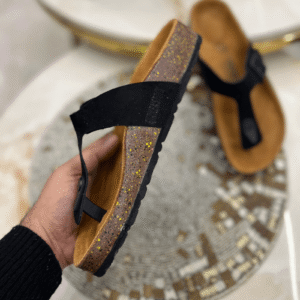 Birkenstock Unisex Black Gizeh Birko Flor Sandals First Copy