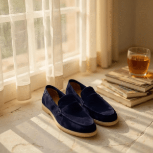 First Copy Loro Piana Loafers Men Grey And Blue