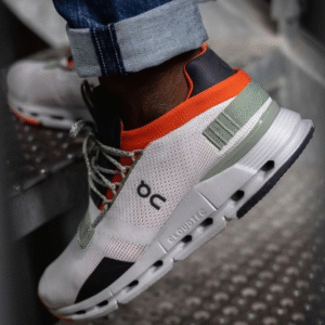 Shop On Cloudnova Silver Orange Athletic Shoes - First Copy