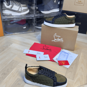 Christian Louboutin Spike Olive Sneakertop Sneaker - First Copy Replica