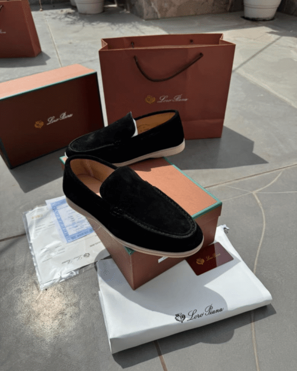 First Copy Loro Piana Loafers 18068 Black | Luxury Footwear