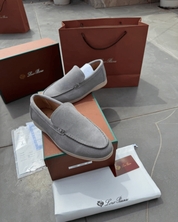 First Copy Loro Piana Loafers 18068 Grey | Shop Now